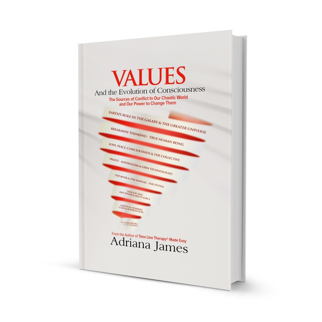 adriana james new book, values and the evolution of consciousness front cover